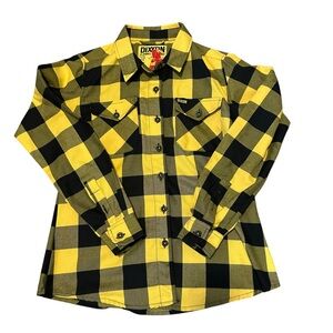 Wu Tang Clan Dixxon Ruckus Yellow Black Plaid Flannel Shirt Women’s Small EUC